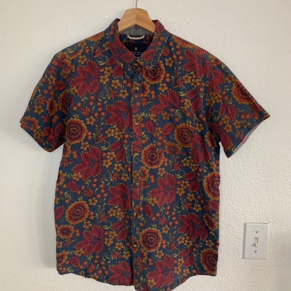Roark Revival Floral Print Short Sleeve Button Up Shirt Mens Size Medium - Picture 1 of 5